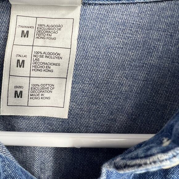 VTG Warner Bros Studio Store Hong Kong Tweedy Denim Button Up Shirt Size Medium - Picture 4 of 8